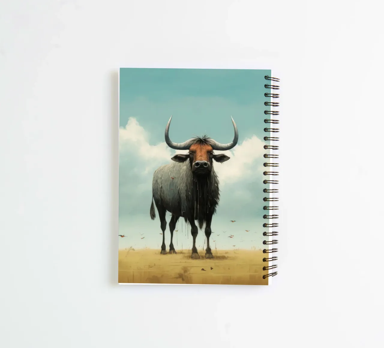 Minimal Wildebeest 3 spiral notebook by Minimal Animal Art