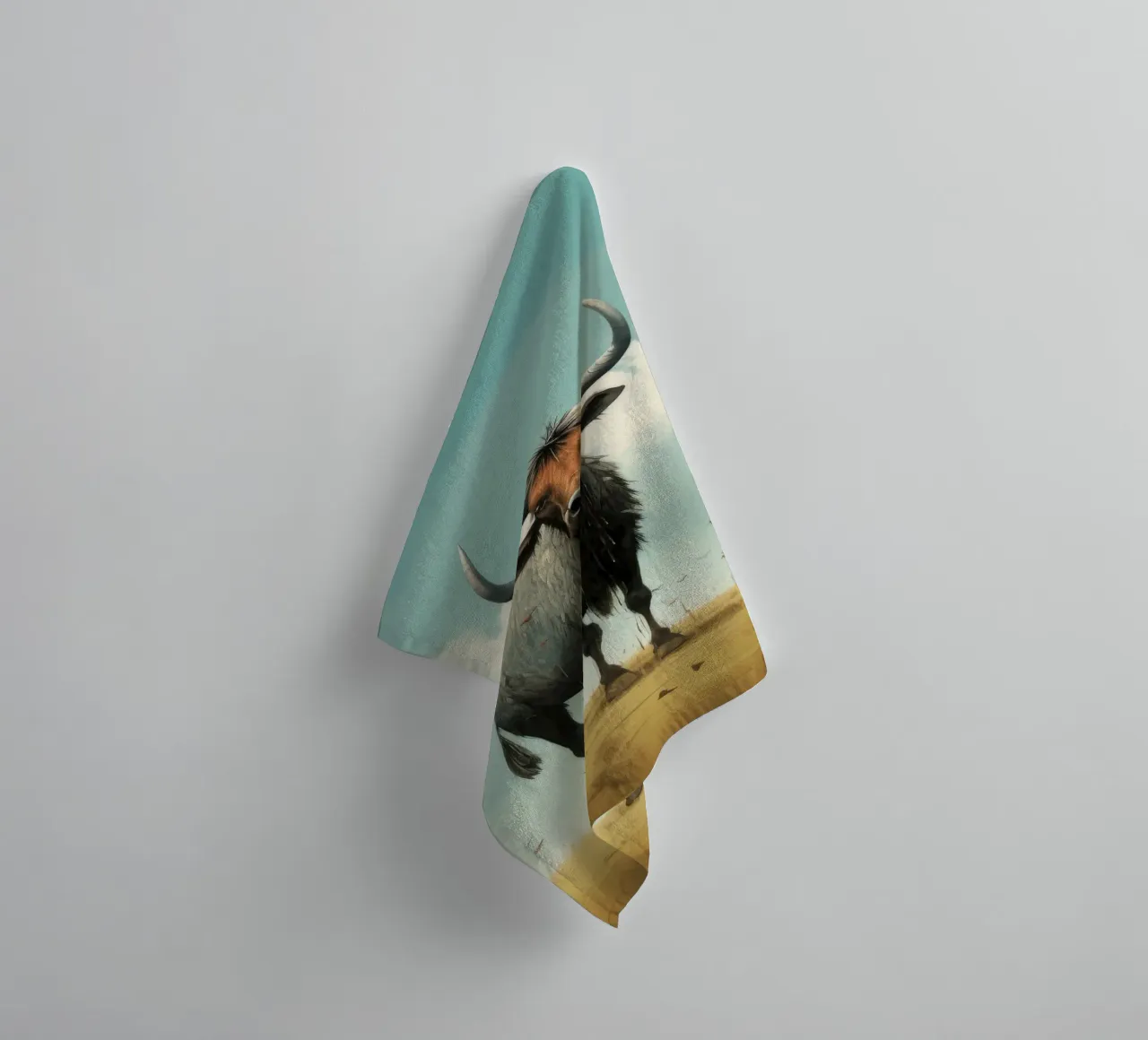 Minimal Wildebeest 3 towel by Minimal Animal Art