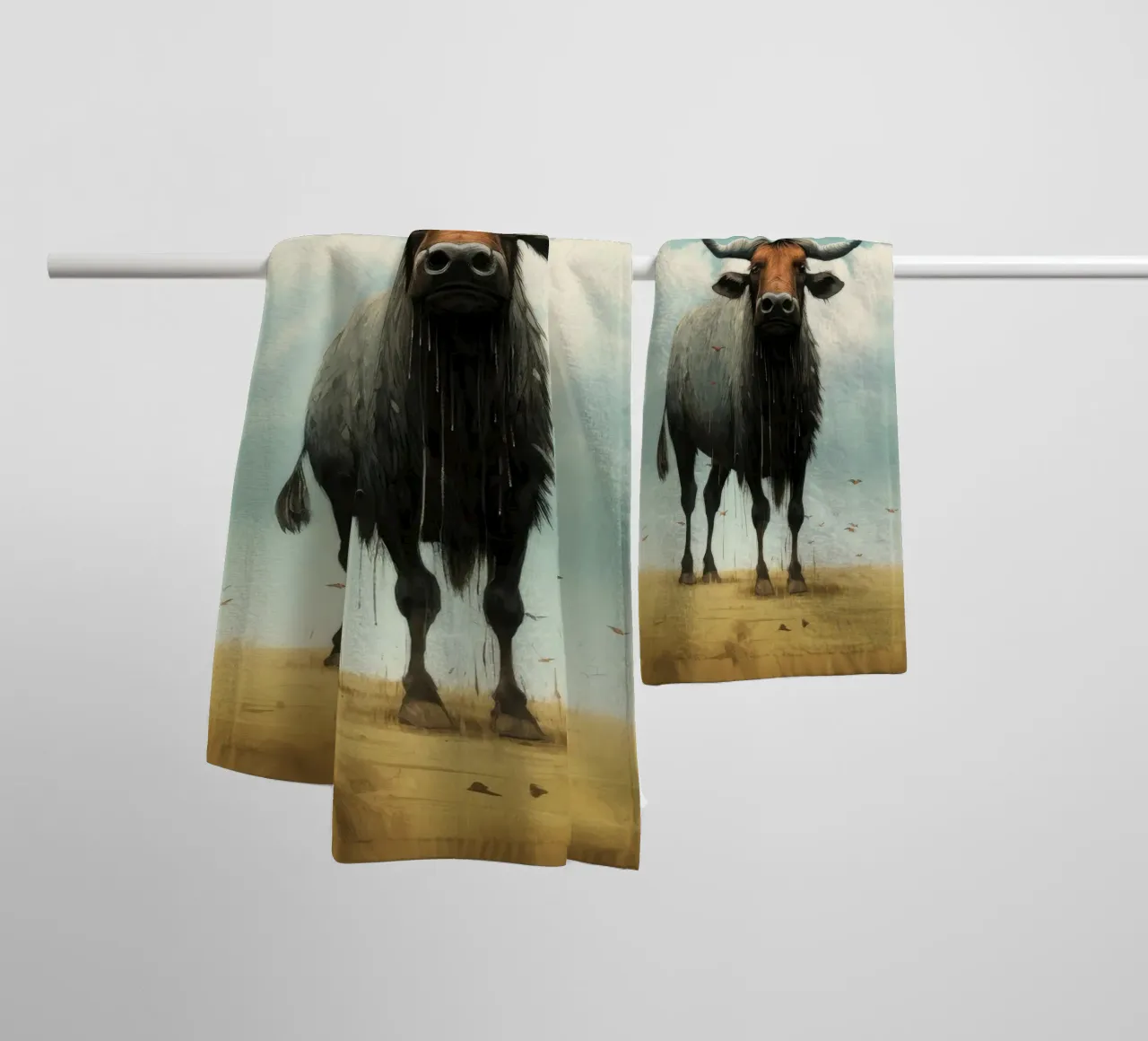 Minimal Wildebeest 3 asciugamano da bagno da Minimal Animal Art