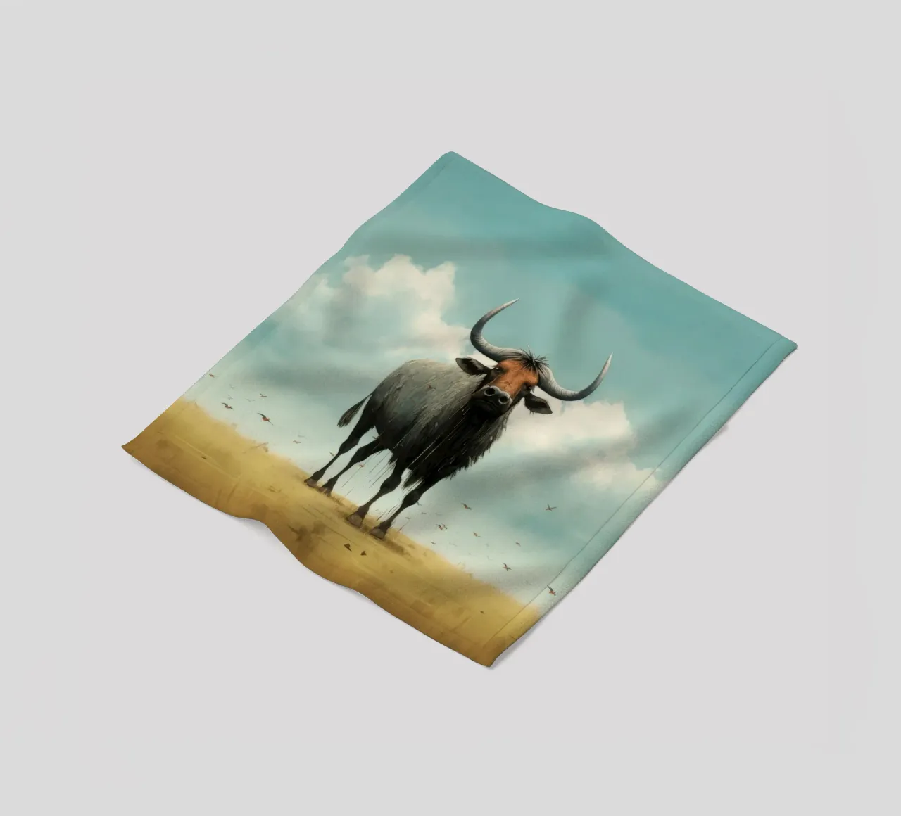 Minimal Wildebeest fleece blanket by Minimal Animal Art