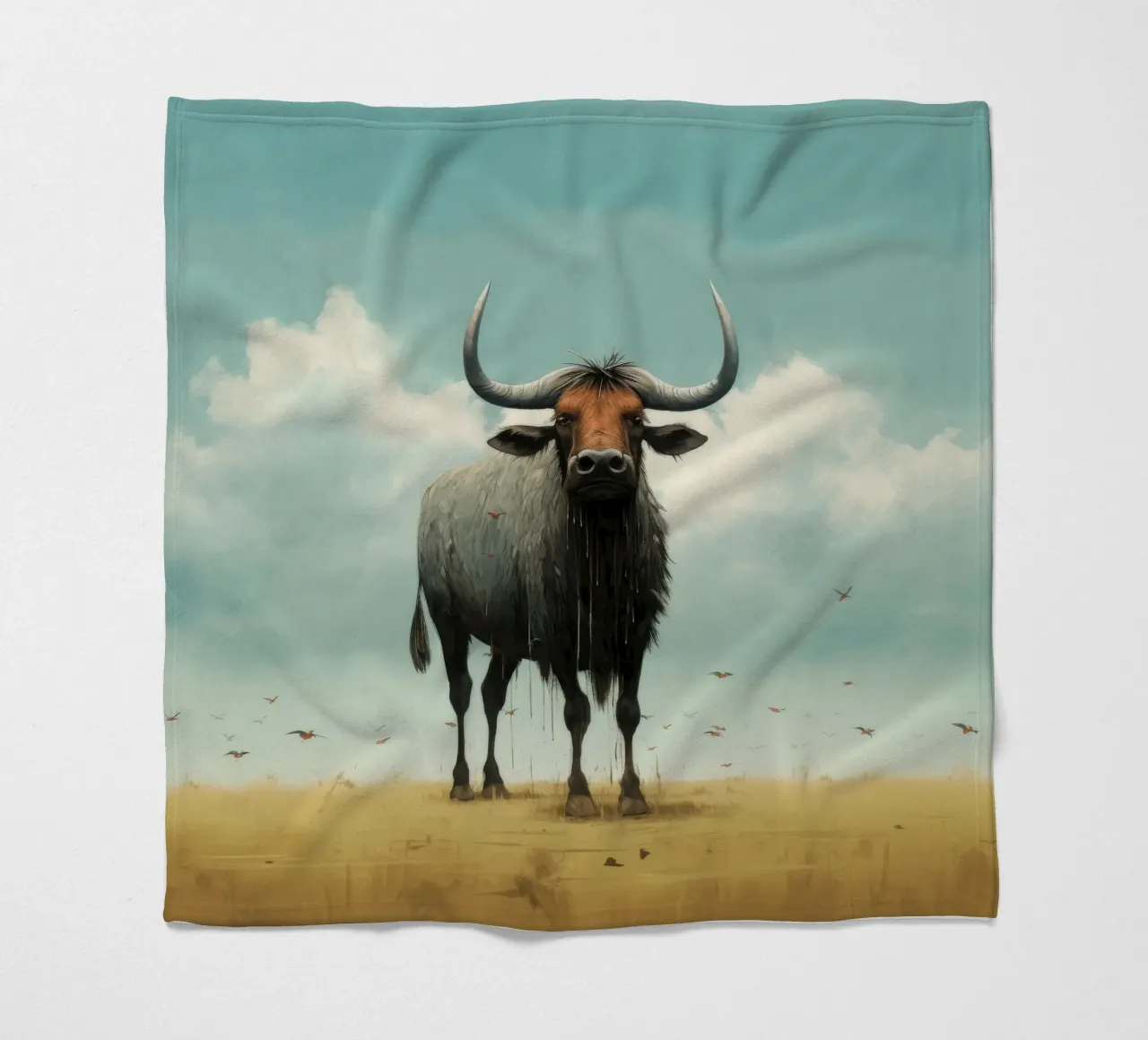 Minimal Wildebeest 3 coperta in pile da Minimal Animal Art
