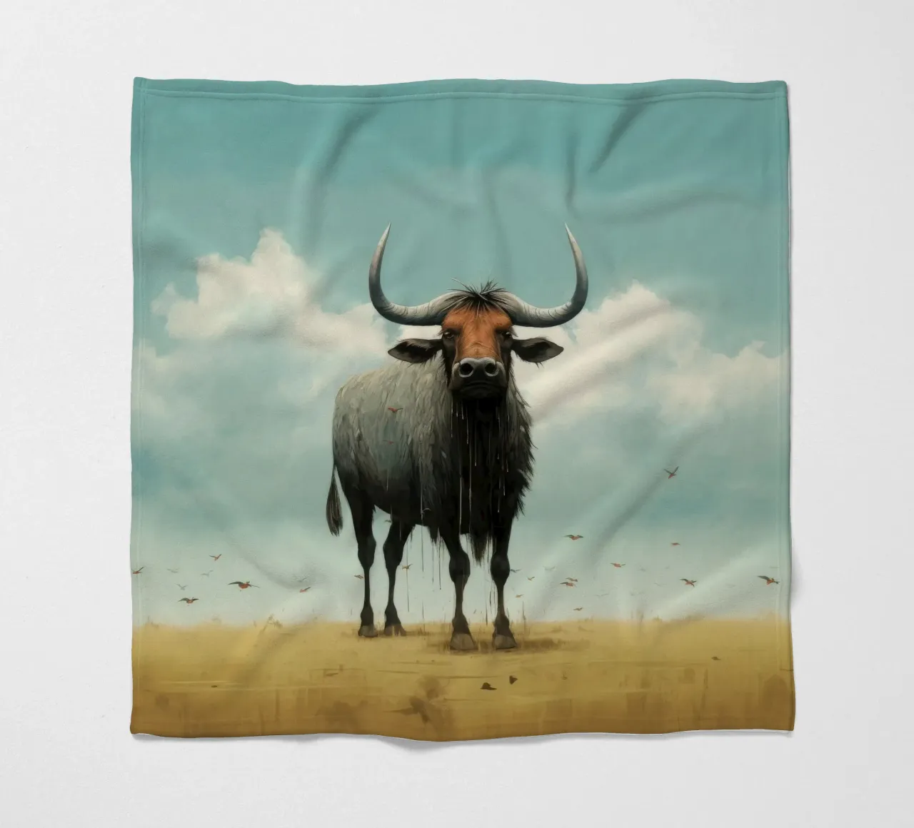 Minimal Wildebeest fleece blanket by Minimal Animal Art