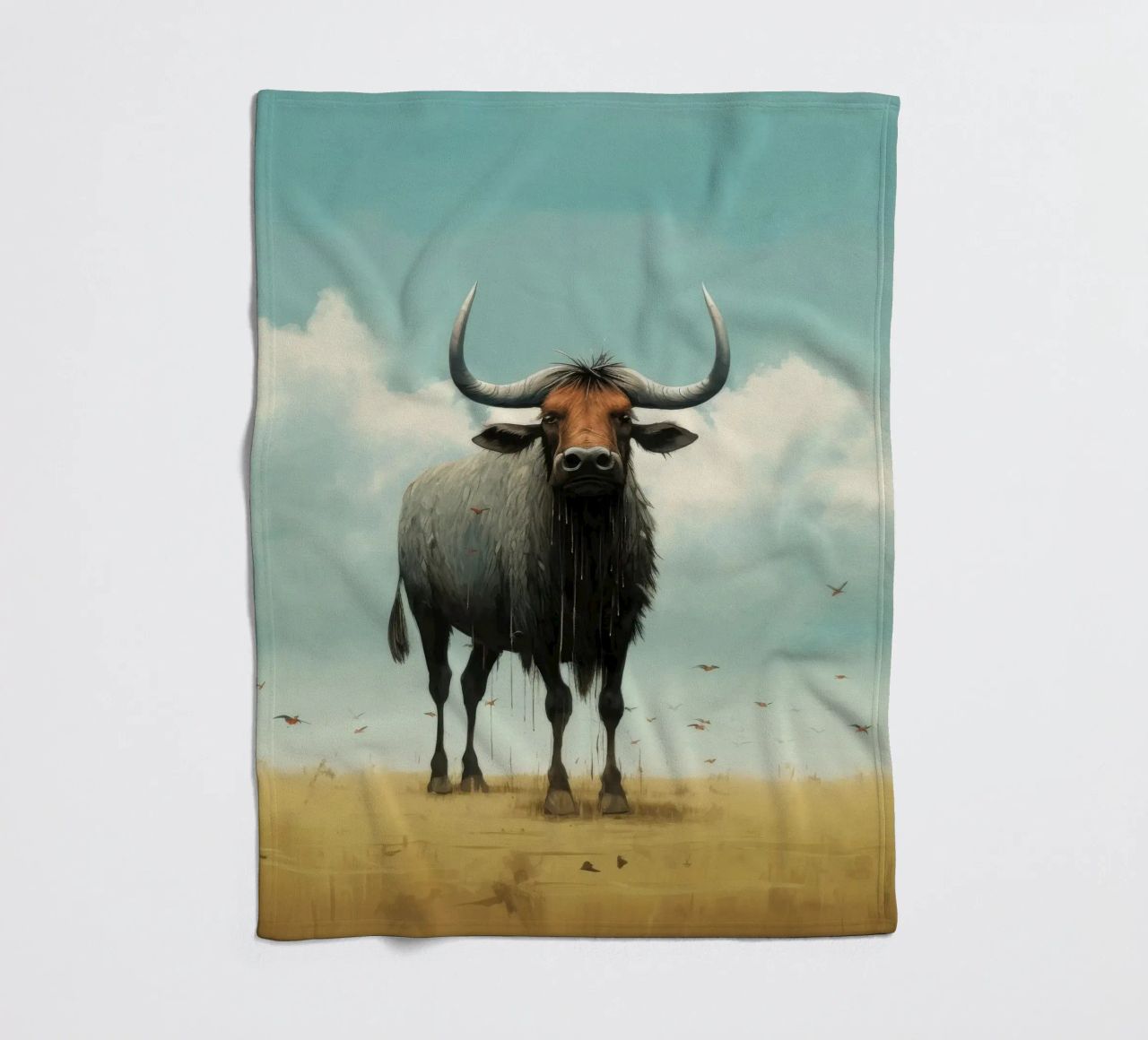 Minimal Wildebeest 3 coperta in pile da Minimal Animal Art