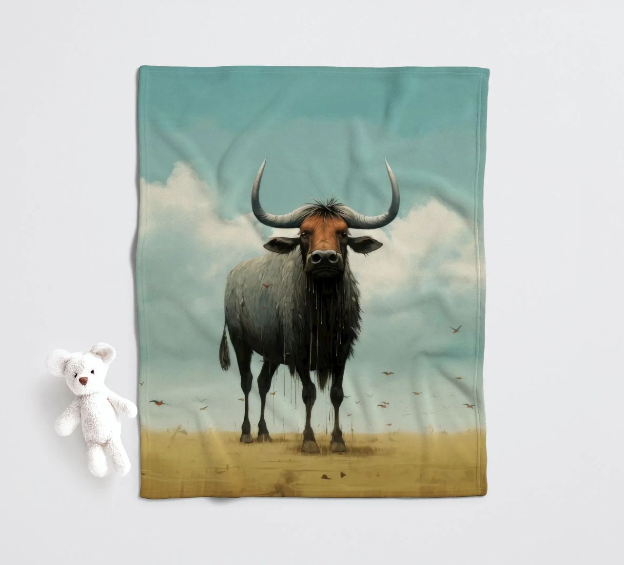 Minimal Wildebeest 3 coperta in pile da Minimal Animal Art