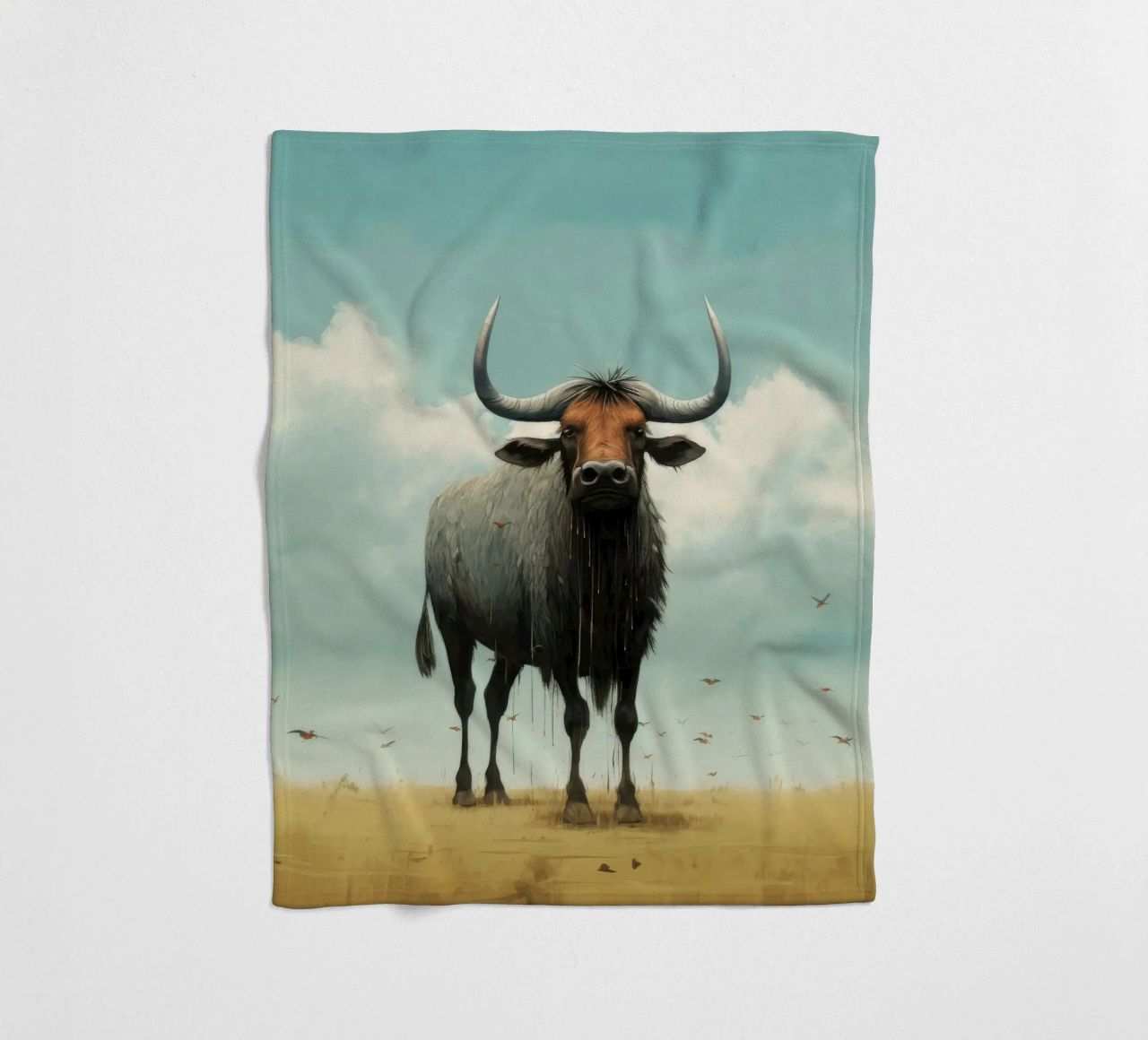 Minimal Wildebeest 3 coperta in pile da Minimal Animal Art