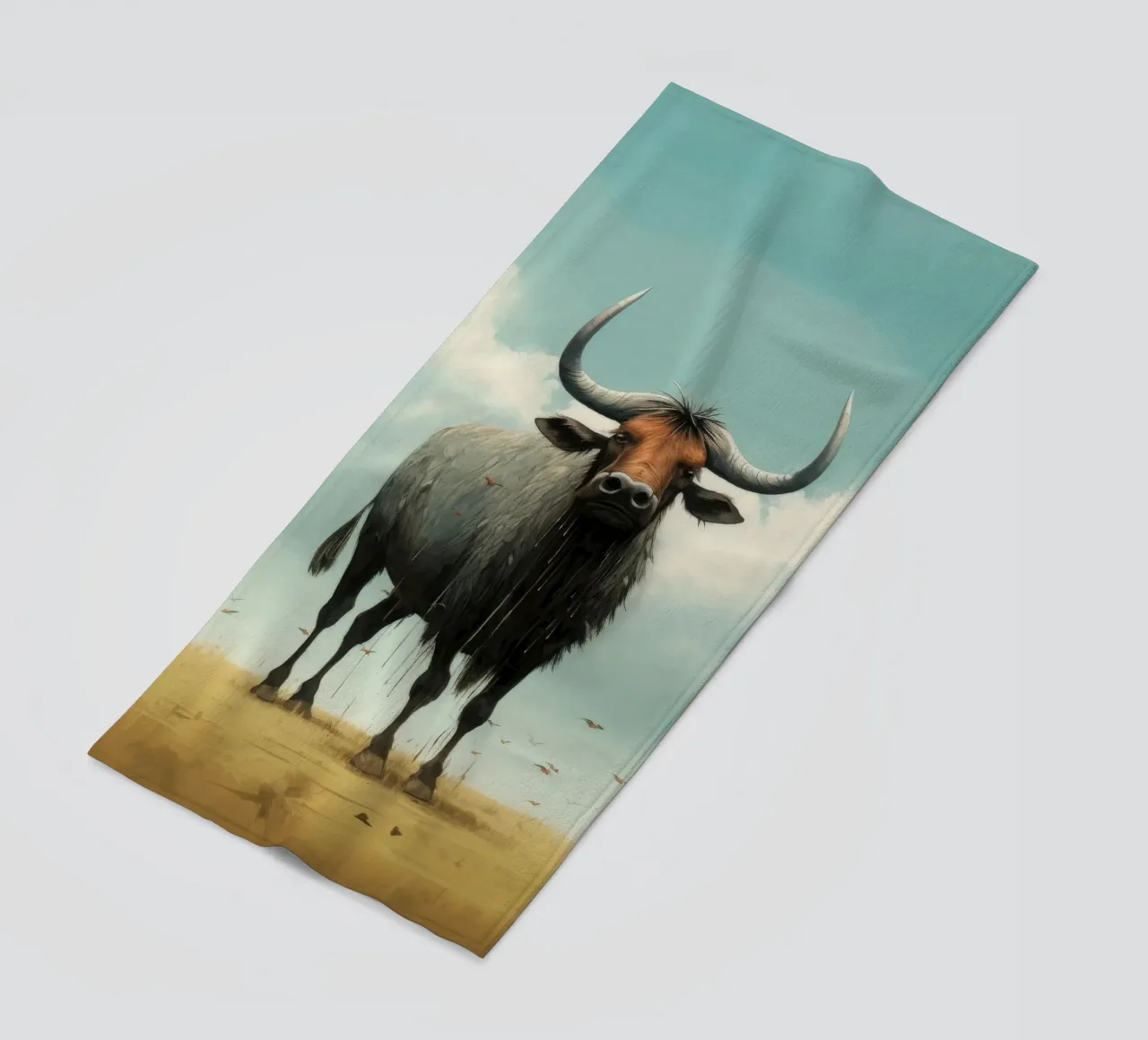 Minimal Wildebeest 3 strandhanddoek van Minimal Animal Art