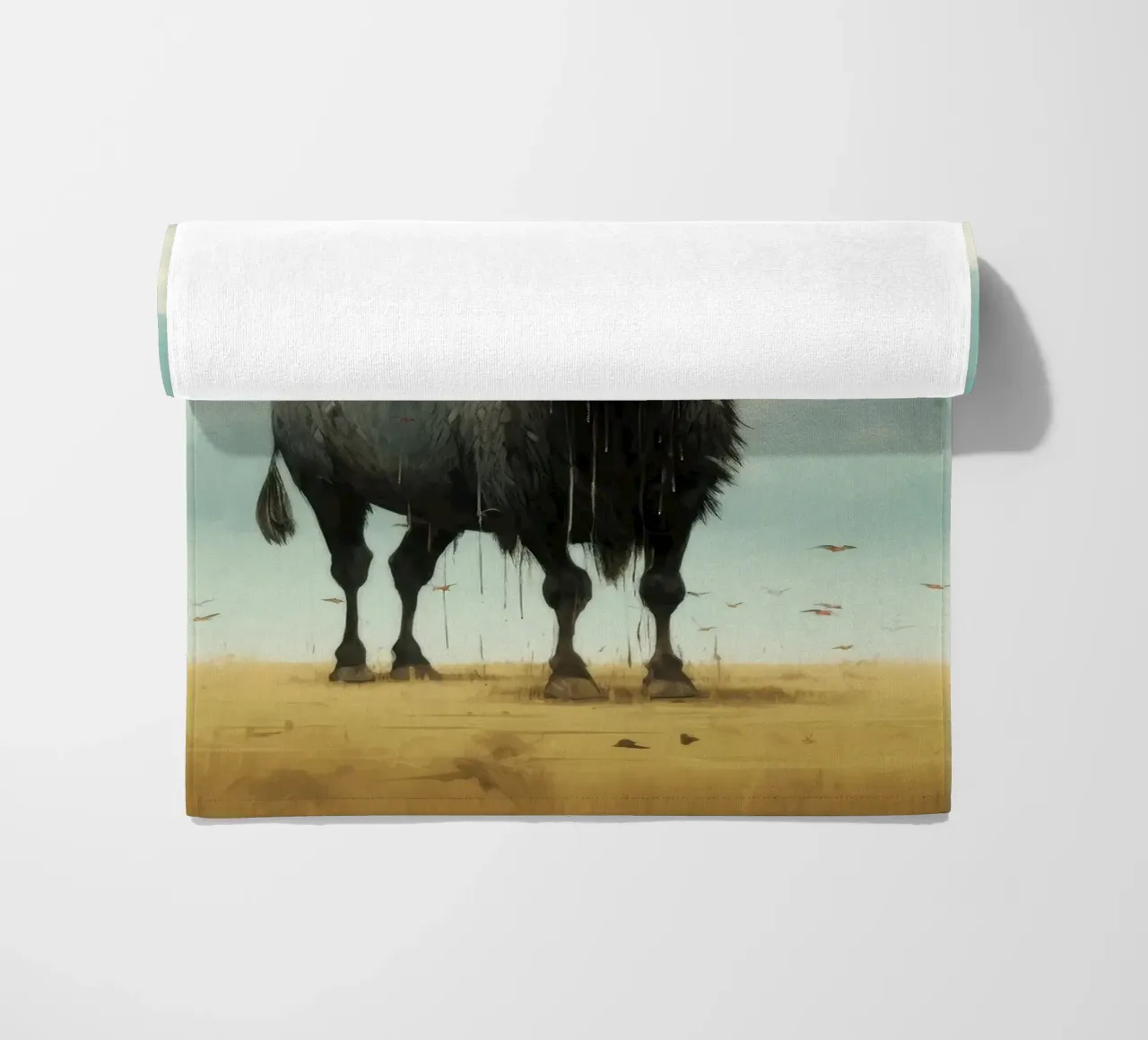 Minimal Wildebeest 3 strandhanddoek van Minimal Animal Art