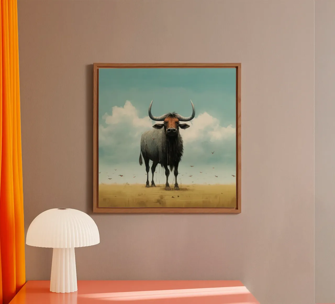 Minimal Wildebeest 3 alluminio dibond da Minimal Animal Art