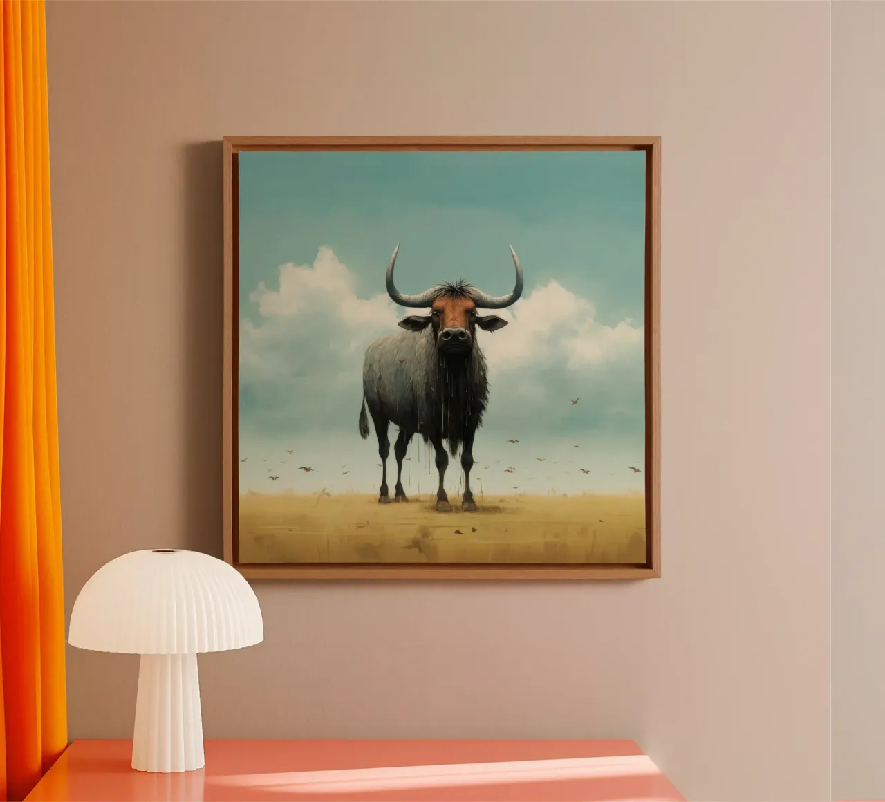 Minimal Wildebeest 3 tela da Minimal Animal Art
