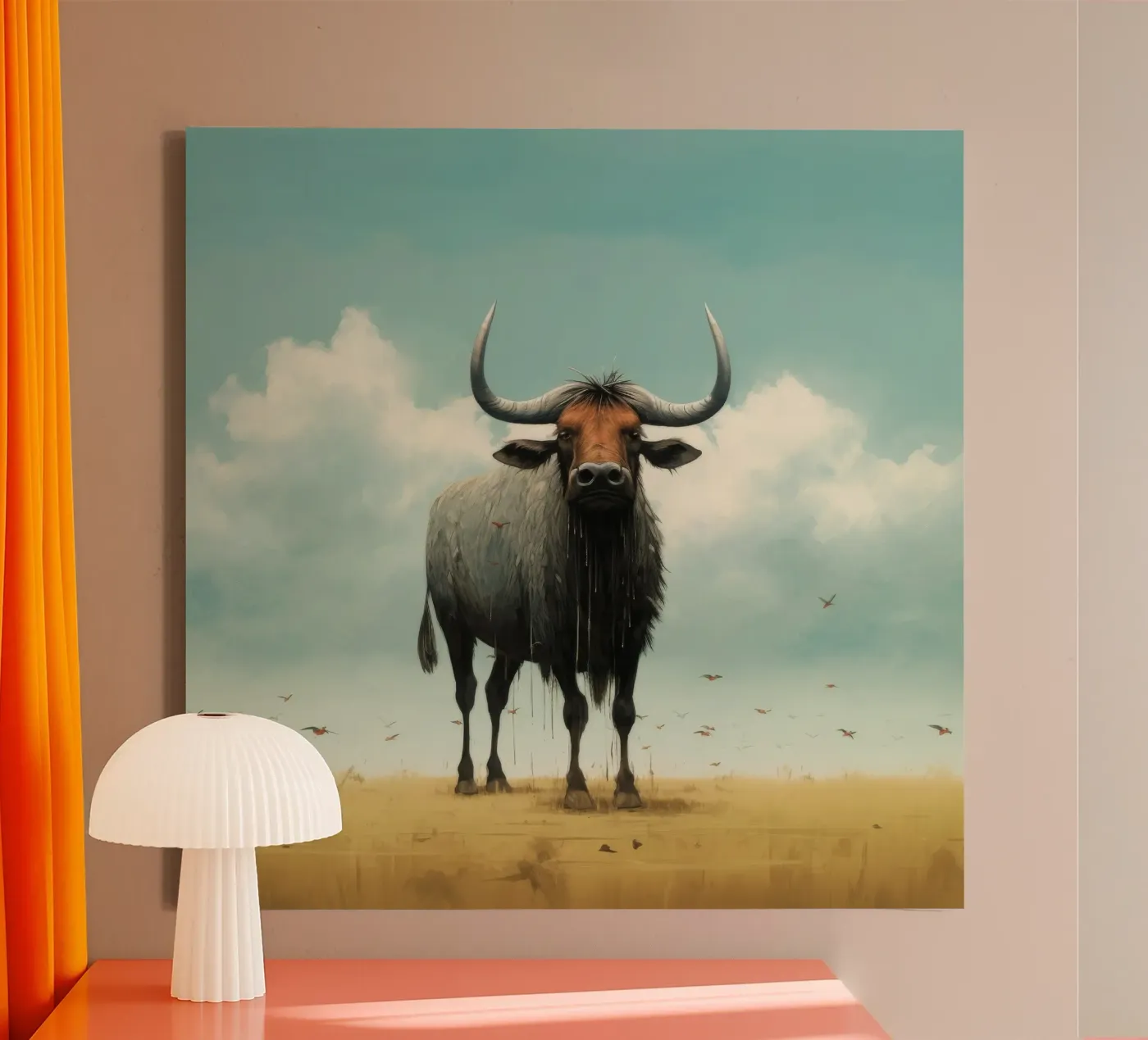 Minimal Wildebeest toile de Minimal Animal Art