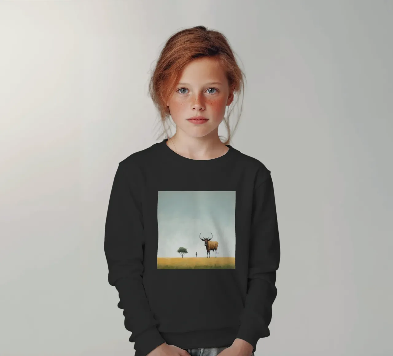 Minimal Wildebeest 4 felpa bambino da Minimal Animal Art