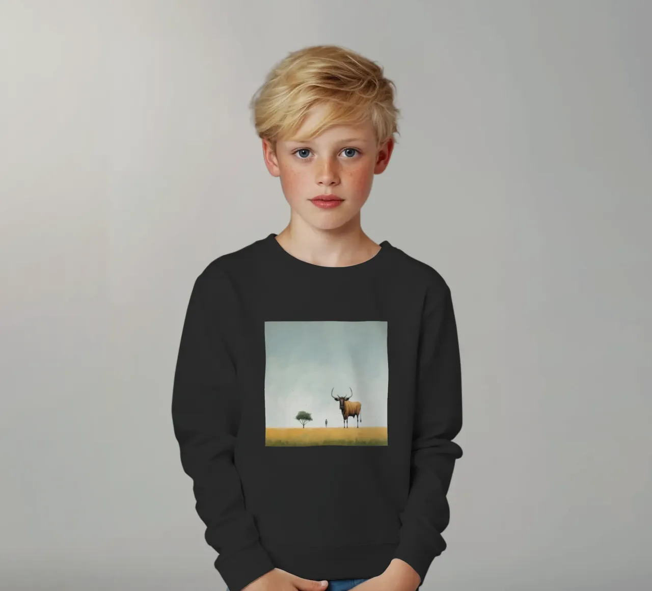 Minimal Wildebeest 4 felpa bambino da Minimal Animal Art