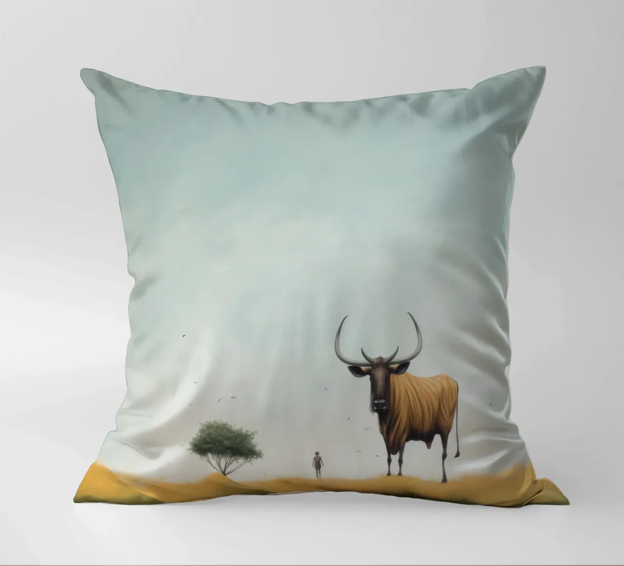 Minimal Wildebeest 4 cuscino da Minimal Animal Art