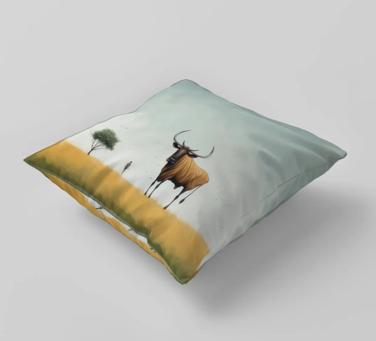 Minimal Wildebeest 4 cuscino da Minimal Animal Art