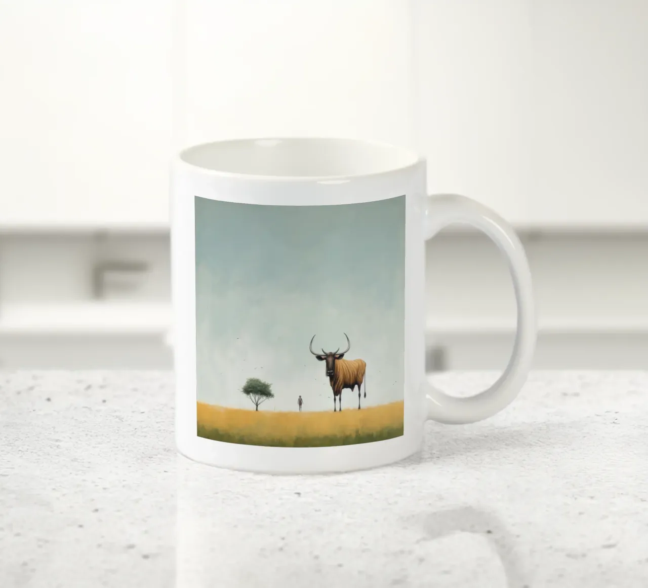 Minimal Wildebeest 4 tazza in ceramica da Minimal Animal Art