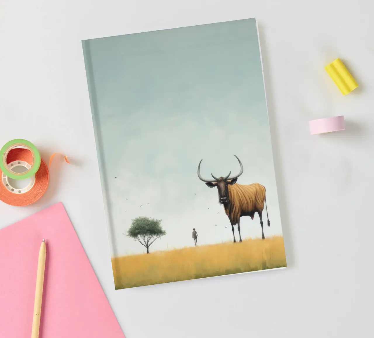 Minimal Wildebeest 4 notebook by Minimal Animal Art