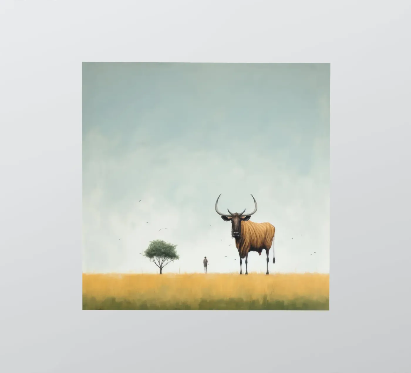 Minimal Wildebeest sticker by Minimal Animal Art