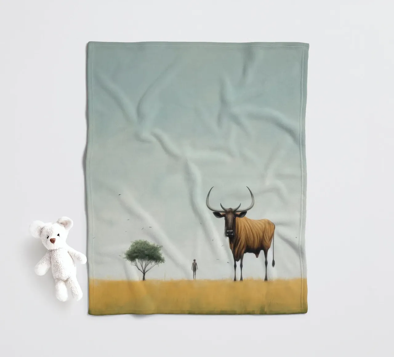 Minimal Wildebeest 4 coperta in pile da Minimal Animal Art
