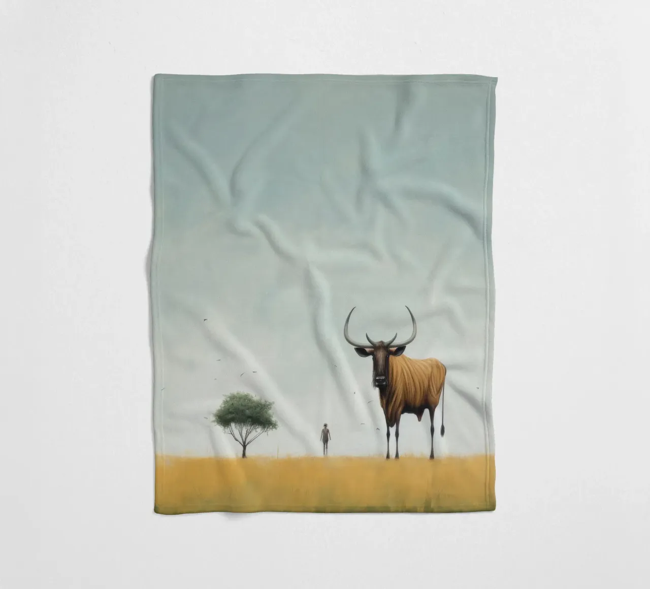 Minimal Wildebeest 4 coperta in pile da Minimal Animal Art
