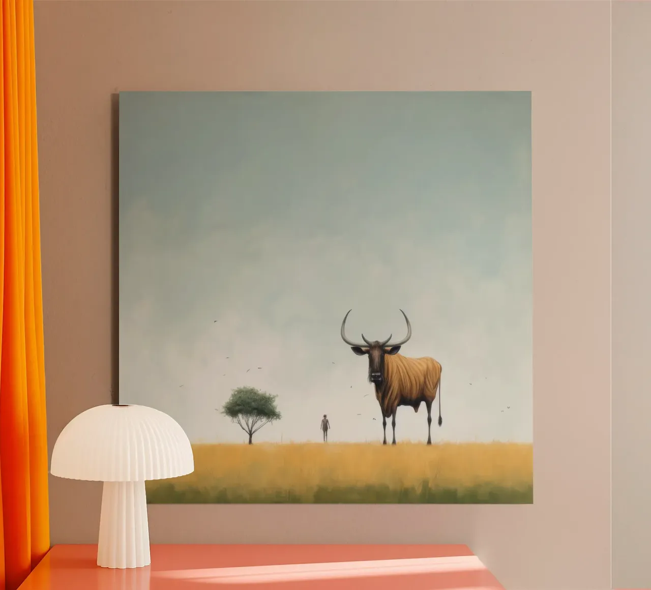 Minimal Wildebeest 4 alluminio dibond da Minimal Animal Art