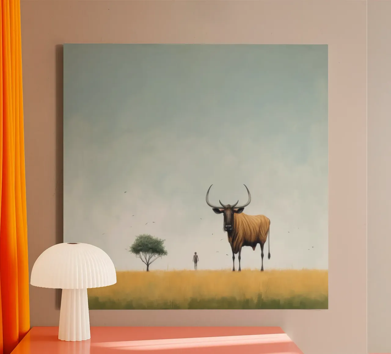 Minimal Wildebeest tela da Minimal Animal Art