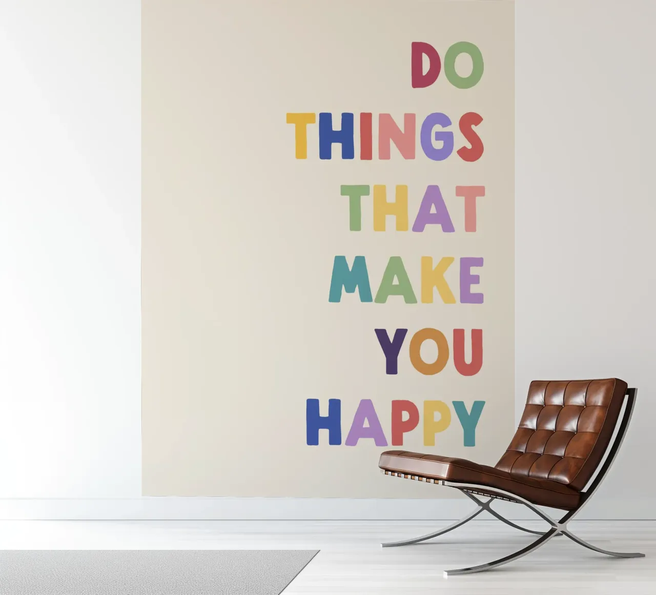 Doe dingen die je gelukkig maken Quote fotobehang van Peaches Art Prints