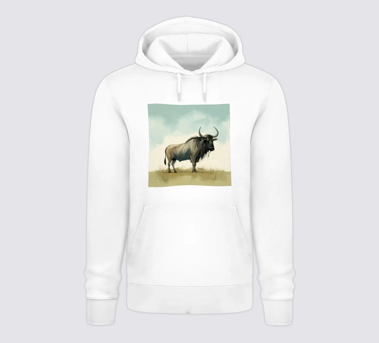 Minimal Wildebeest 1 felpa con cappuccio da Minimal Animal Art