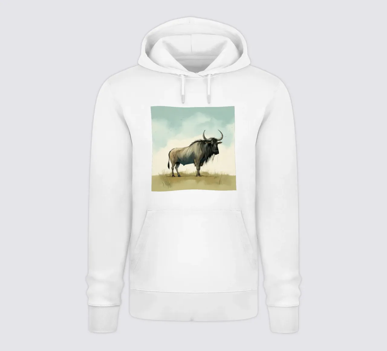 Minimal Wildebeest 1 felpa con cappuccio da Minimal Animal Art