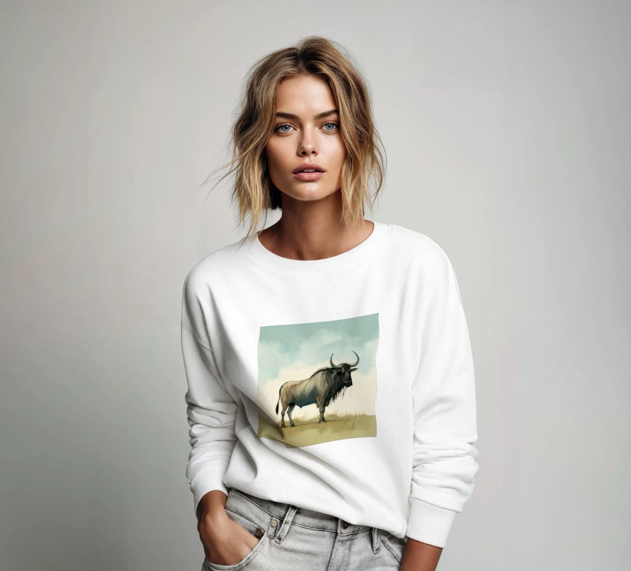 Minimal Wildebeest 1 felpa da Minimal Animal Art