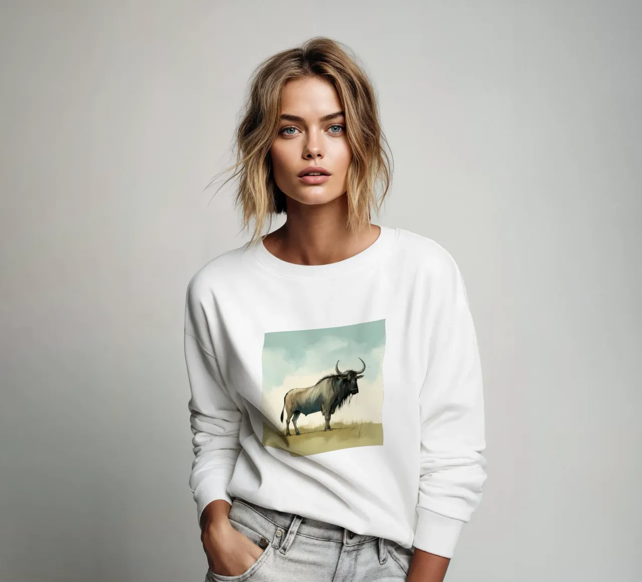 Minimal Wildebeest 1 felpa da Minimal Animal Art