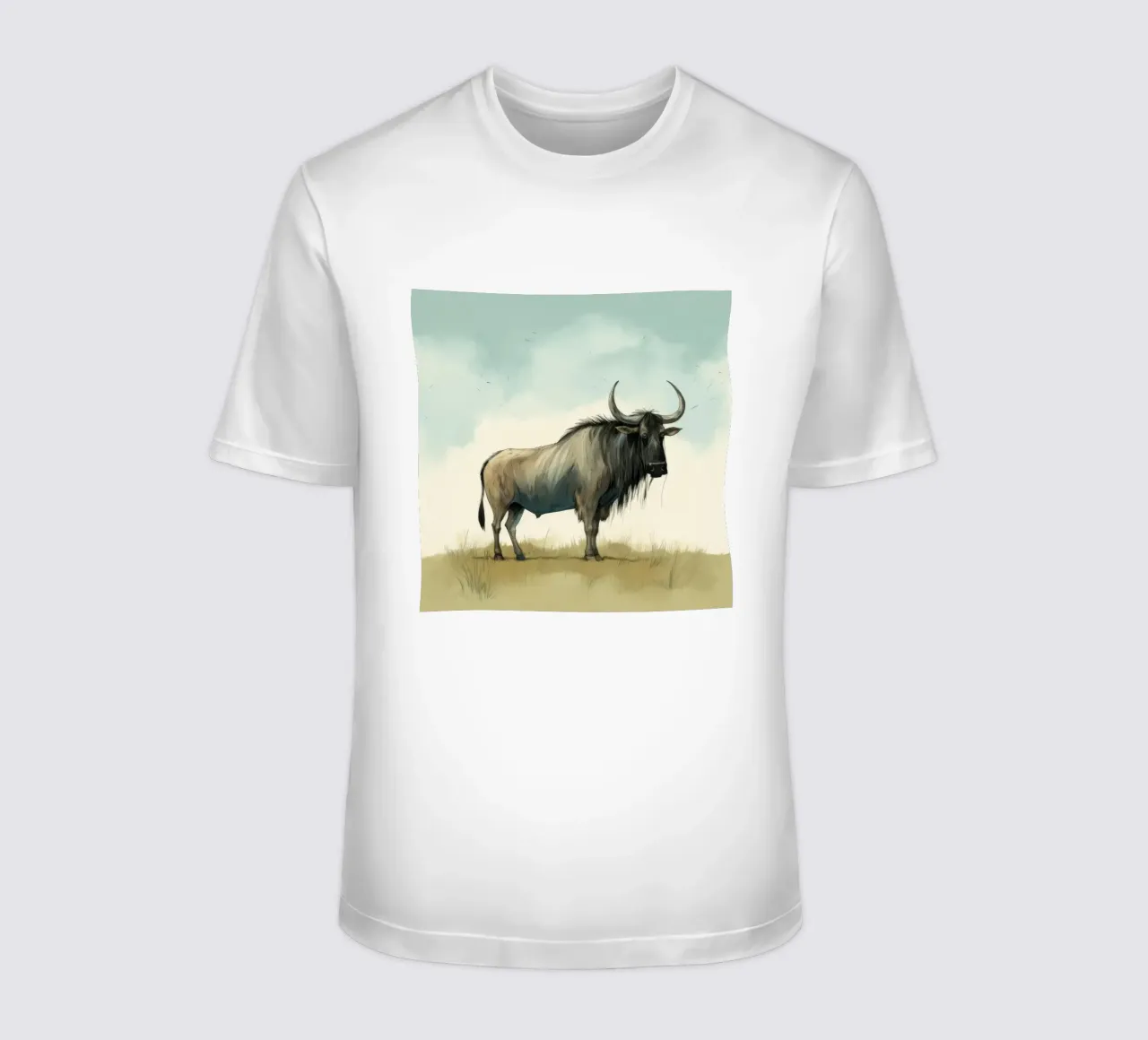 Minimal Wildebeest t-shirt van Minimal Animal Art