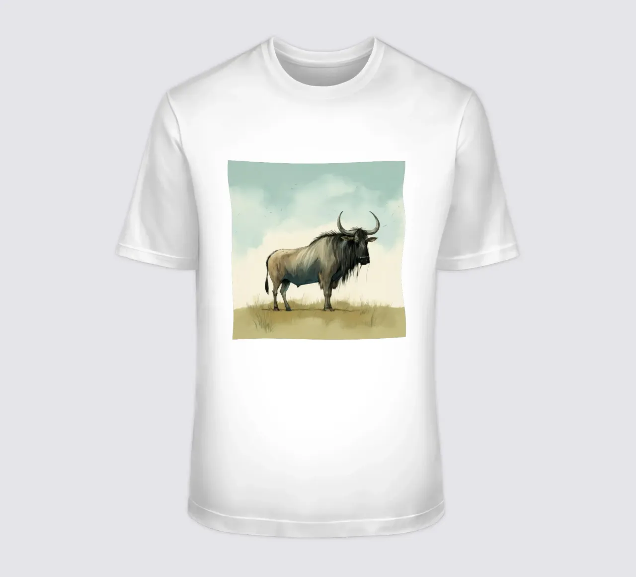 Minimal Wildebeest 1 t-shirt van Minimal Animal Art