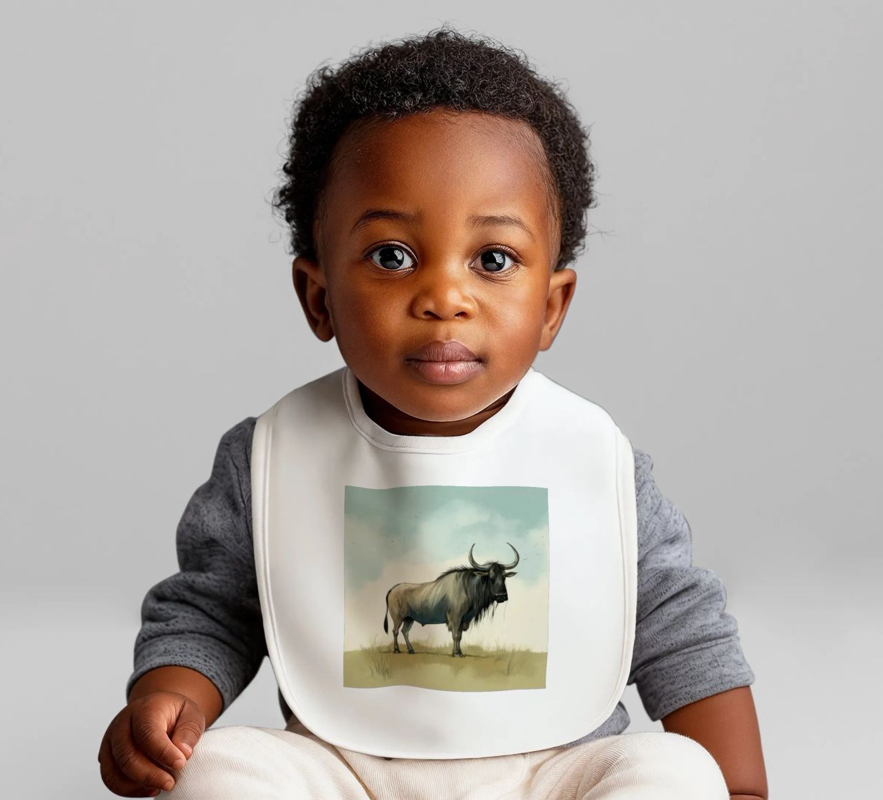 Minimal Wildebeest 1 bavaglino da Minimal Animal Art