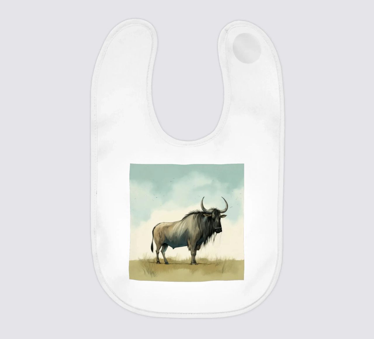 Minimal Wildebeest 1 bavaglino da Minimal Animal Art