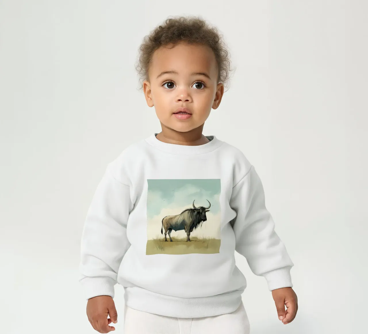 Minimal Wildebeest 1 felpa neonato da Minimal Animal Art