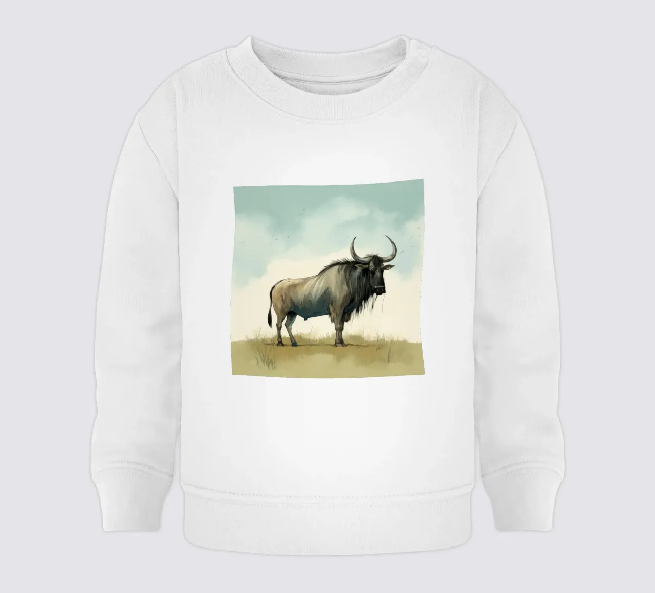 Minimal Wildebeest 1 felpa neonato da Minimal Animal Art