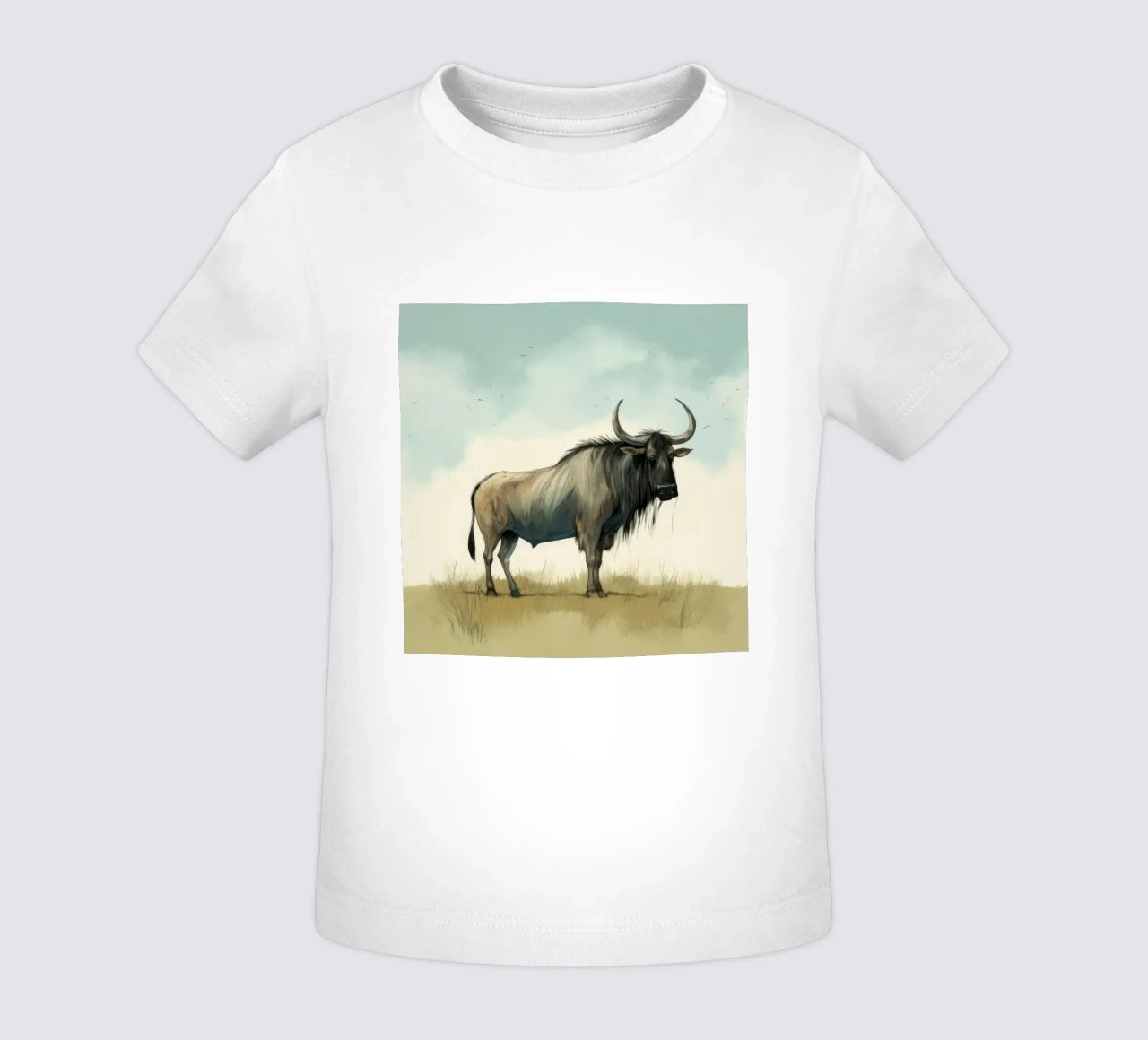 Minimal Wildebeest 1 maglietta neonato da Minimal Animal Art