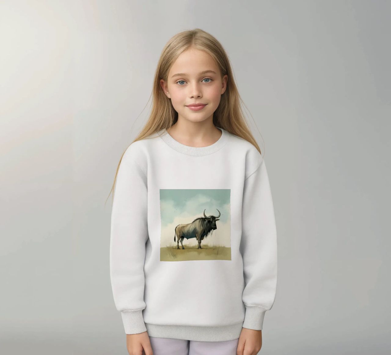Minimal Wildebeest 1 felpa bambino da Minimal Animal Art