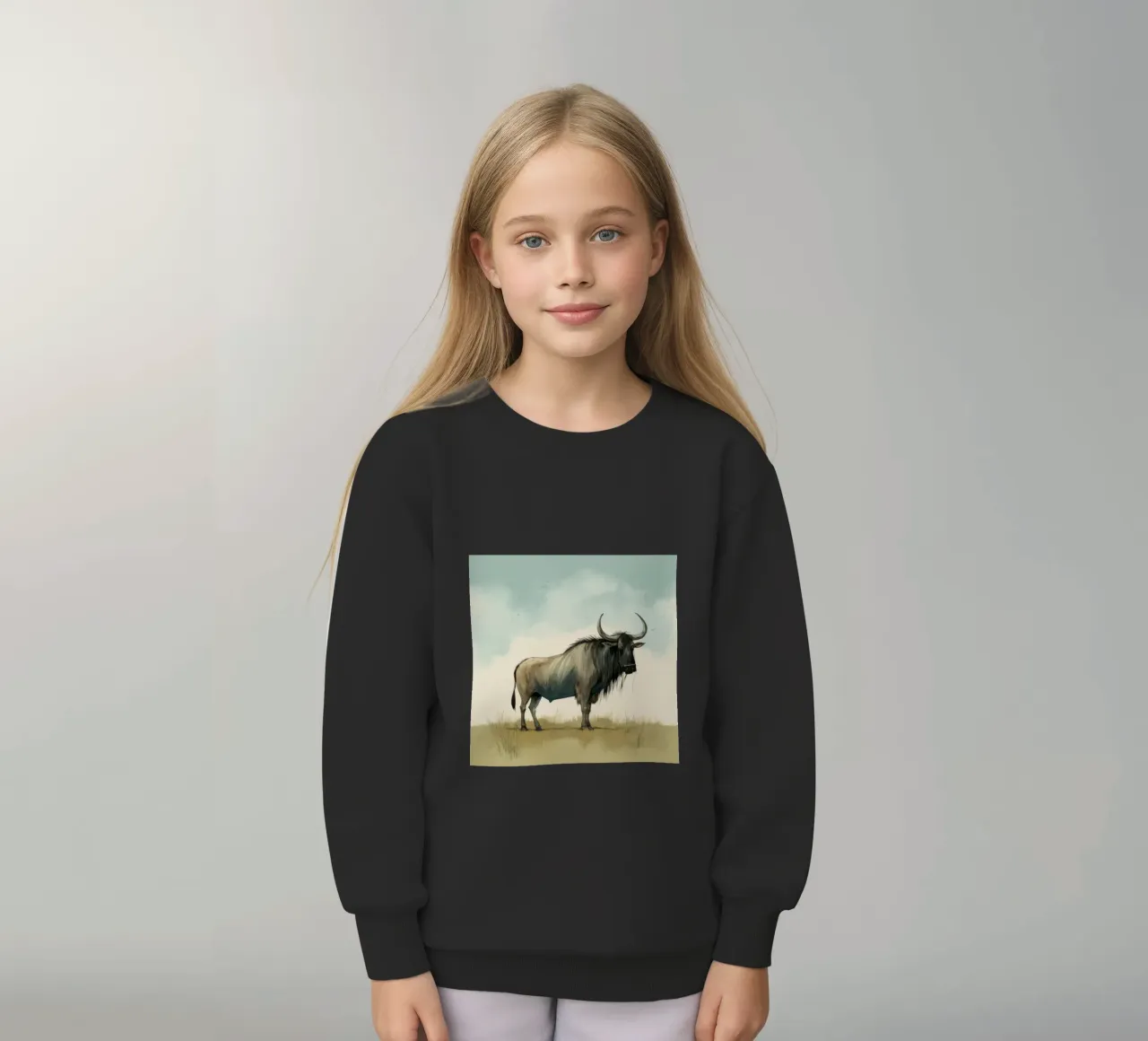 Minimal Wildebeest 1 felpa bambino da Minimal Animal Art