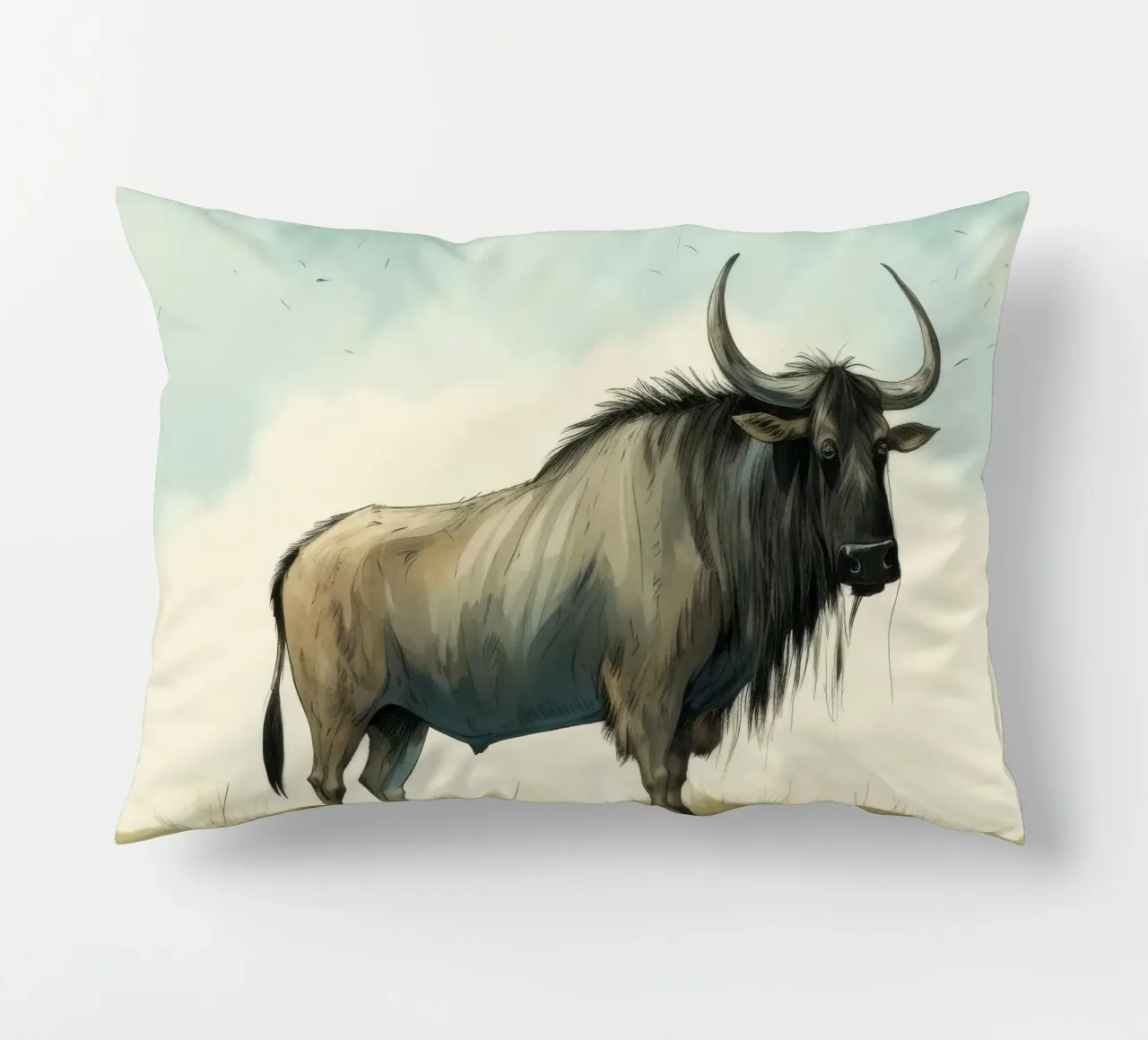 Minimal Wildebeest 1 cuscino da Minimal Animal Art