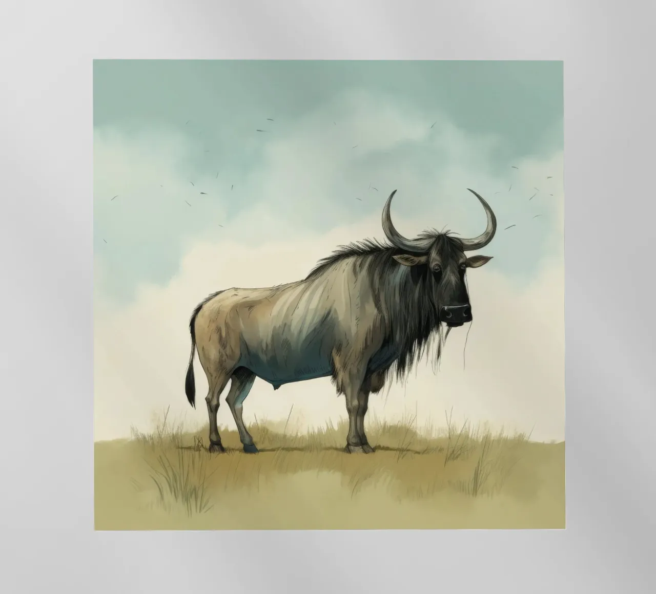 Minimal Wildebeest 1 pellicola backlit da Minimal Animal Art