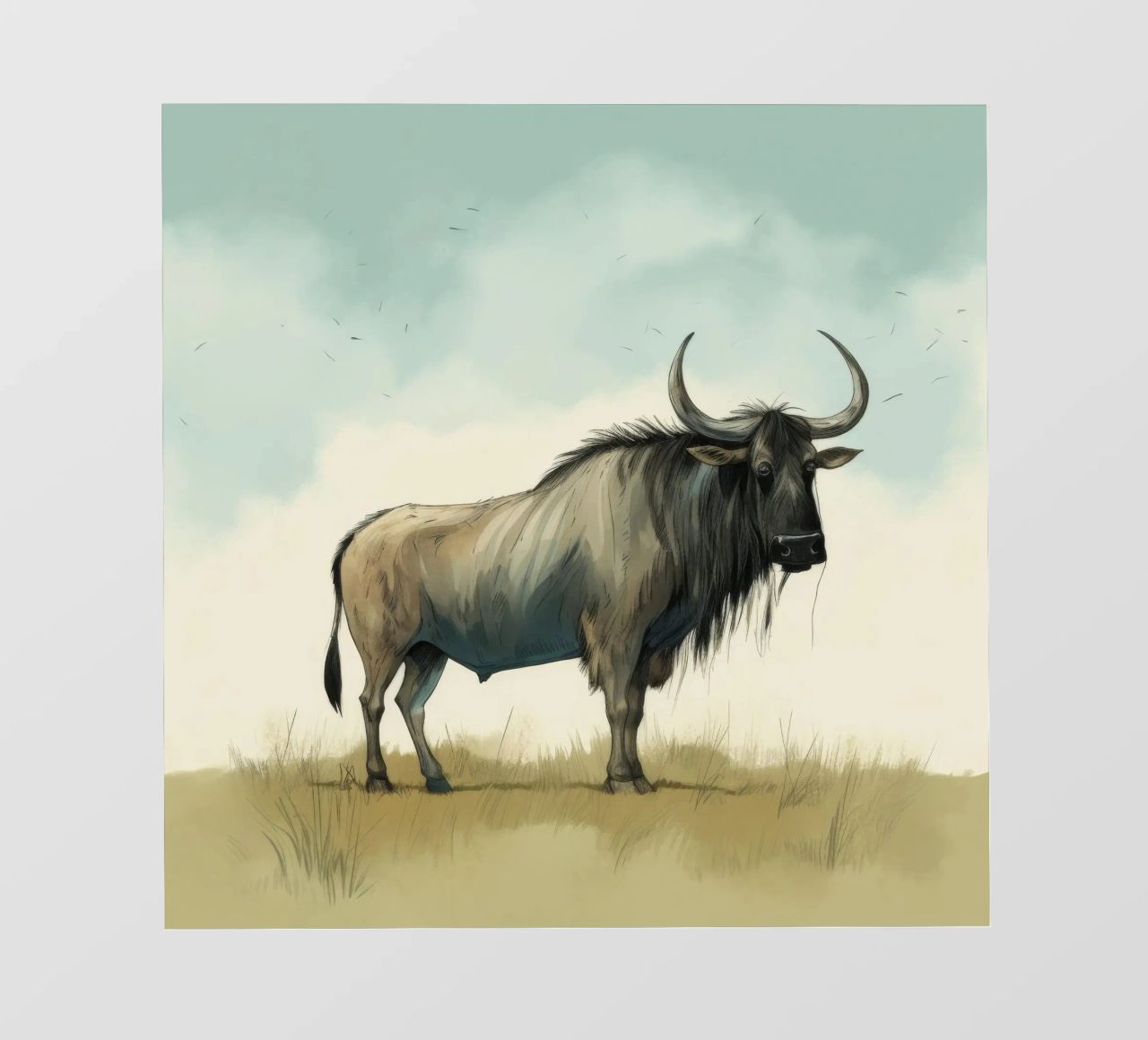 Minimal Wildebeest 1 pellicola backlit da Minimal Animal Art