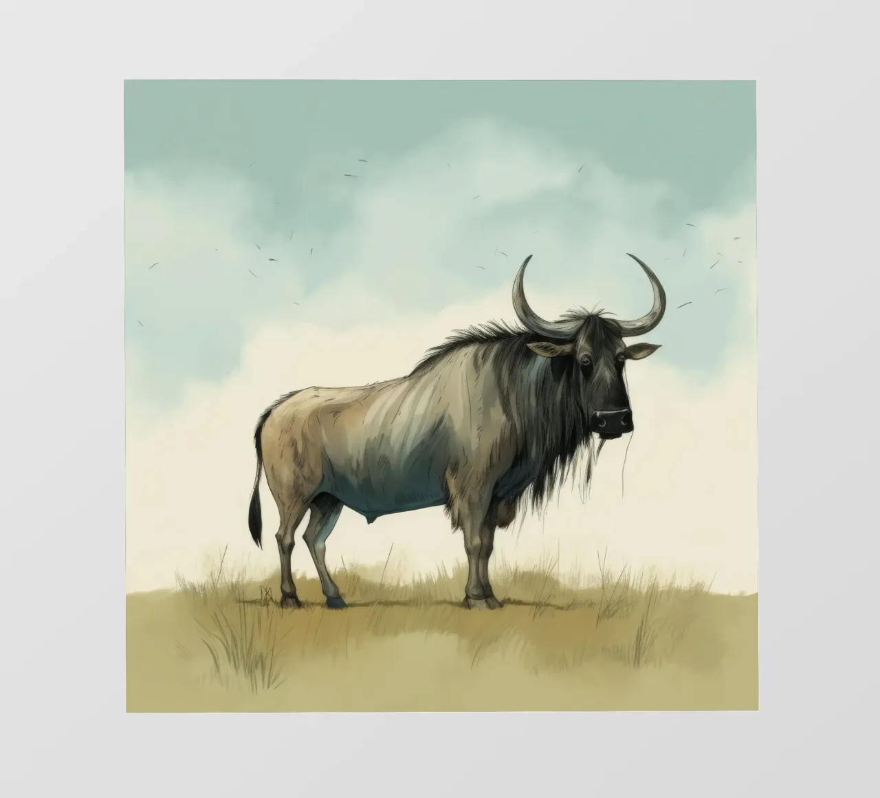 Minimal Wildebeest 1 pvc cover by Minimal Animal Art