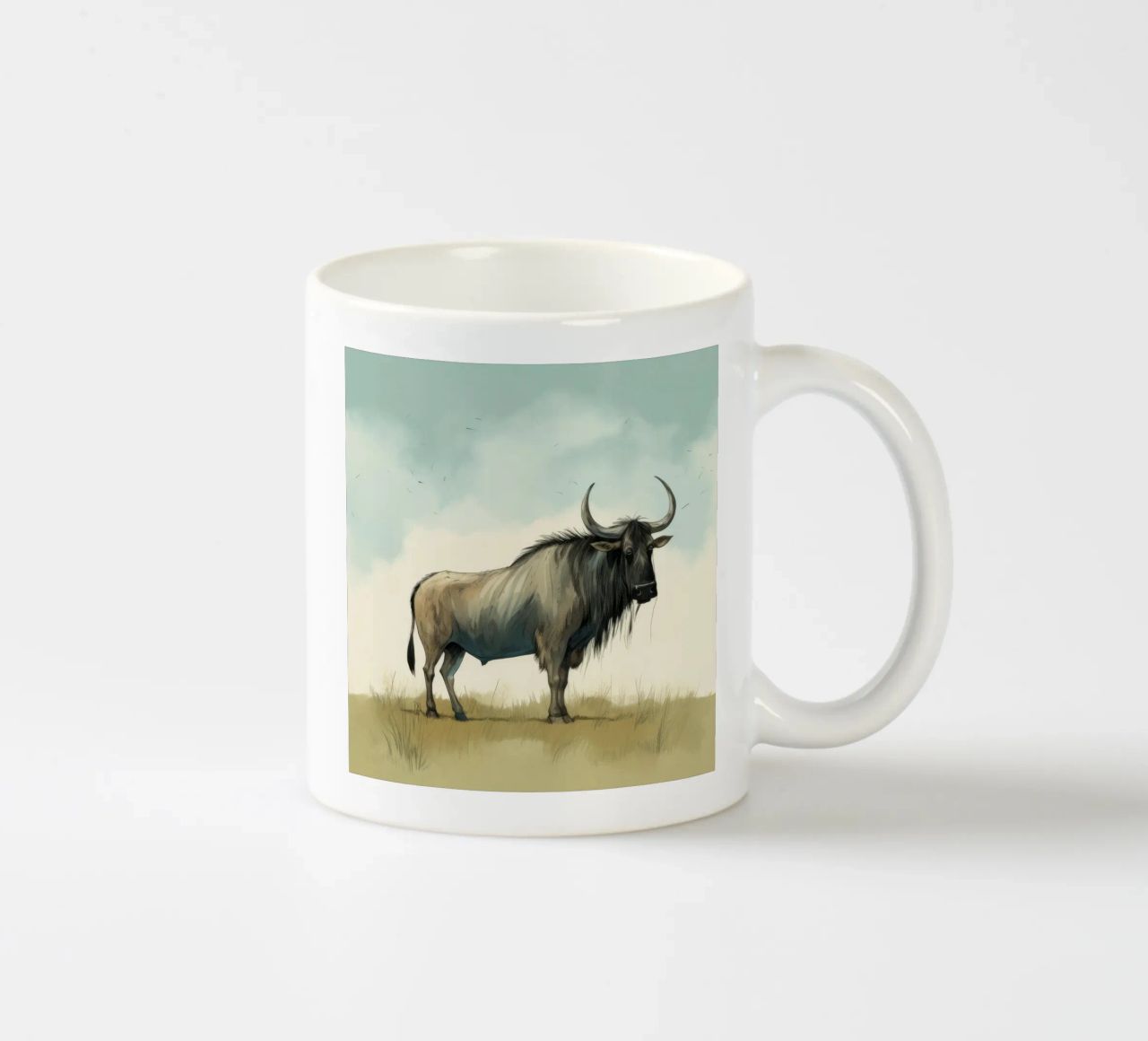Minimal Wildebeest 1 tazza in ceramica da Minimal Animal Art