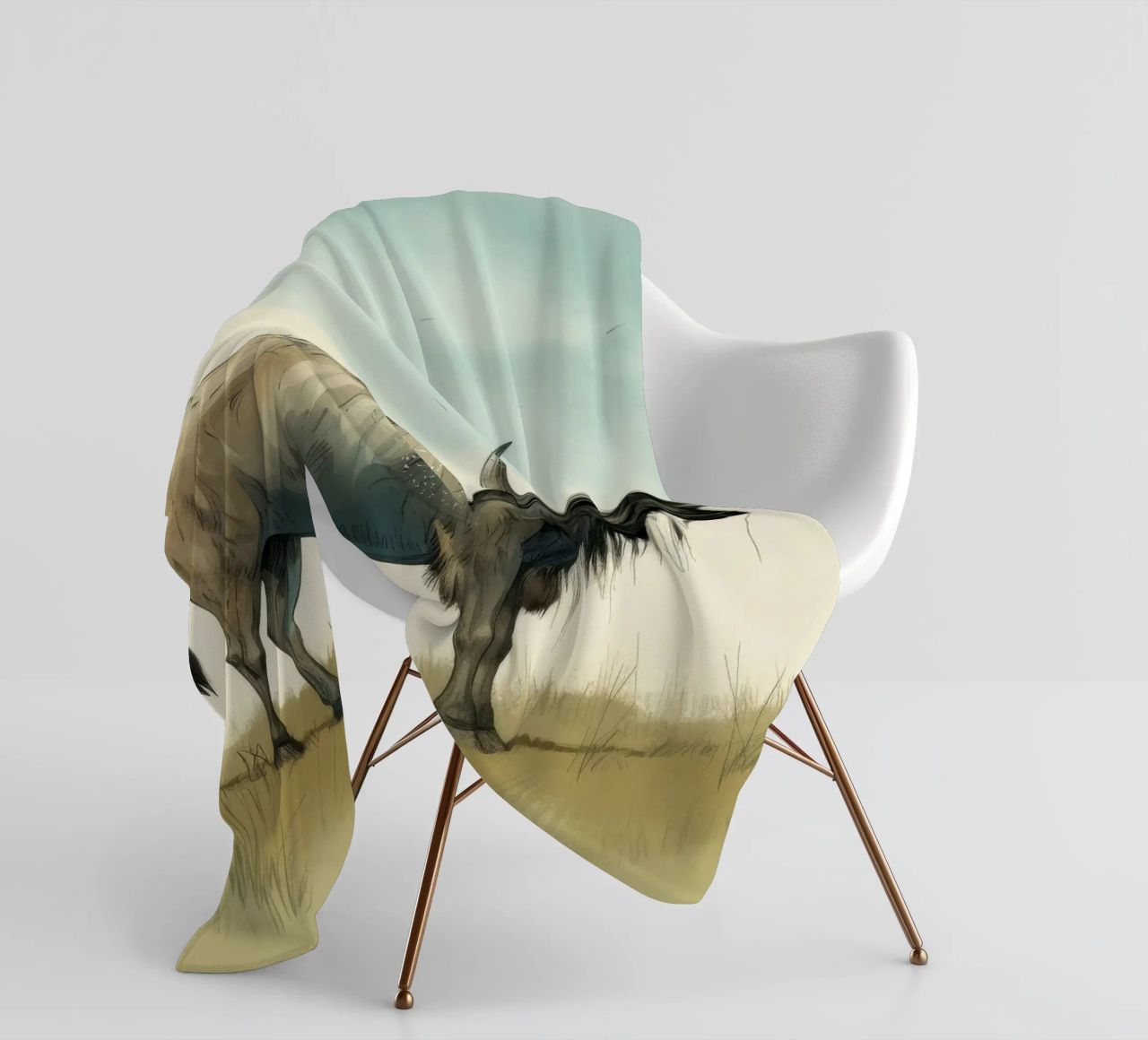 Minimal Wildebeest 1 coperta in pile da Minimal Animal Art