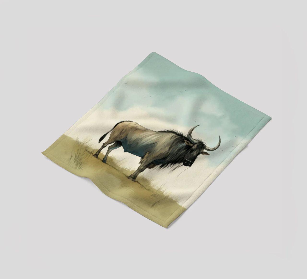 Minimal Wildebeest 1 coperta in pile da Minimal Animal Art