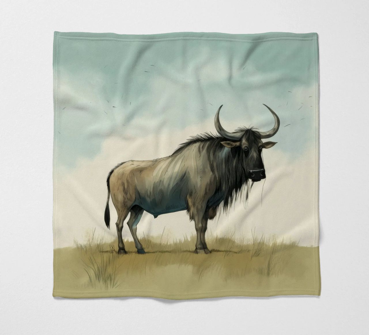 Minimal Wildebeest 1 coperta in pile da Minimal Animal Art