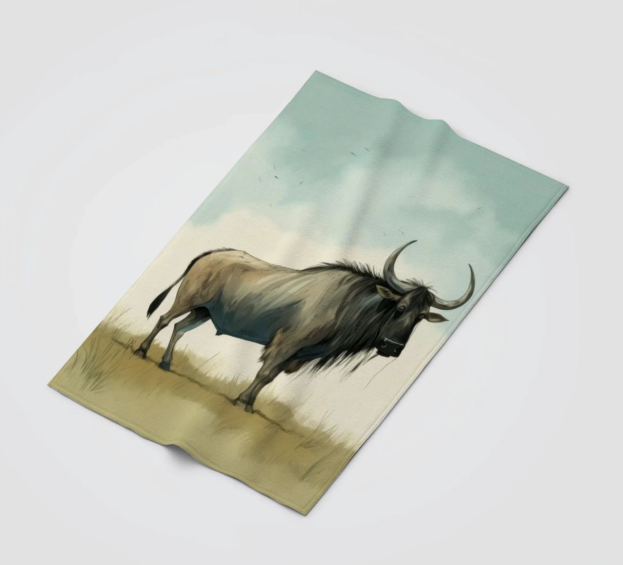 Minimal Wildebeest 1 coperta in pile da Minimal Animal Art
