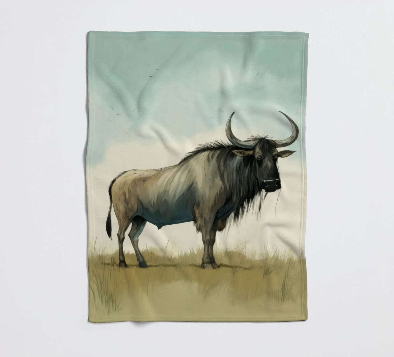 Minimal Wildebeest 1 coperta in pile da Minimal Animal Art