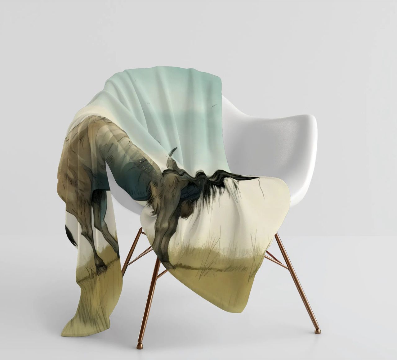 Minimal Wildebeest 1 coperta in pile da Minimal Animal Art